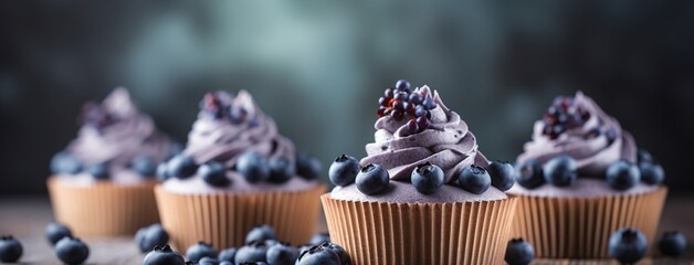 Blueberry cupcake on a blur background