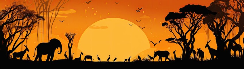 some animals, trees and giraffes Generative AI