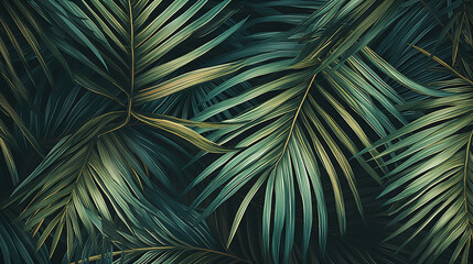 Green palm leaves background