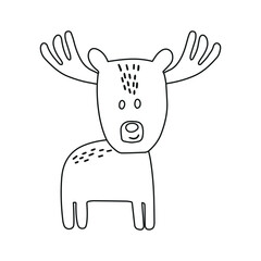 Cute cartoon moose coloring book for children.