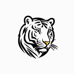 tiger logo, vector illustration line art