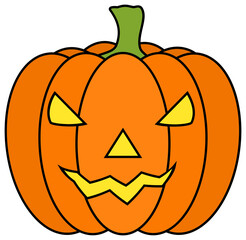 Cartoon carved pumpkin icon. 