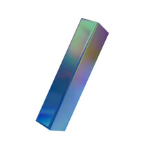 Crystal Letter made of dispersion chromatic glass isolated on transparent background. 3d render illustration