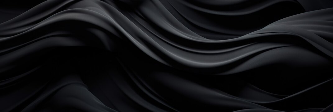 Textured background of black silk fabric