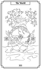 the illustration - card for tarot - The World card.