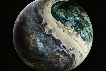 Illustration of a planet made of marble. Generative AI