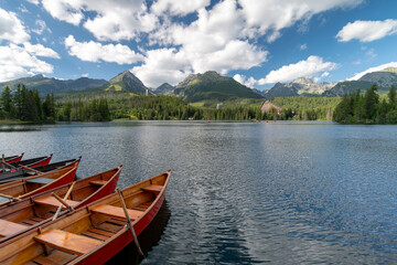 Fototapeta na wymiar Strbske Lake in Slovak Tatra Mountains
