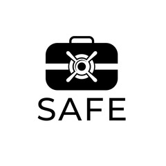 Mini safe logo. Compact security with a touch of elegance. Vector illustration.