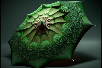 Unique green umbrella, one-of-a-kind concept. Generative AI