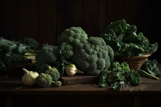 A blend of pale and verdant cruciferous vegetables. Generative AI