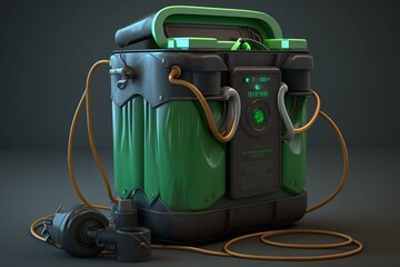 3D rendering of a recycling trashcan with an electric pump. Generative AI