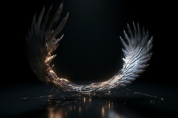 Angel design's wings and halo in isolation. Generative AI