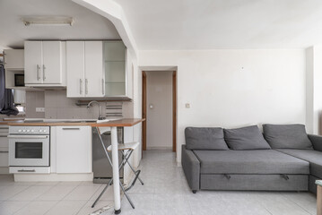 Loft-style apartment with an open kitchen with a breakfast