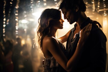 Beautiful couple dancing in nightclub - Powered by Adobe