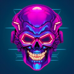 Fototapeta premium Eerie Glowing Skull with Evil Smile.