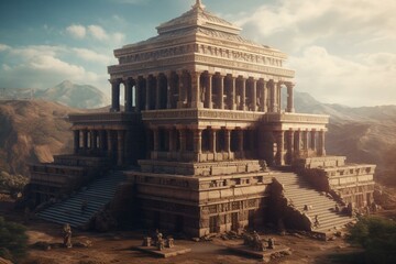 An illustration of Solomon's temple from the Bible. Generative AI