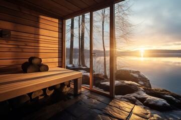 Interior of sauna.