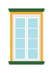 window illustration. Windows in classical style buildings, houses, architecture.