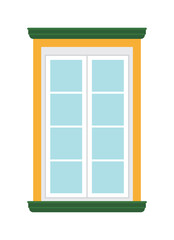 window illustration. Windows in classical style buildings, houses, architecture.