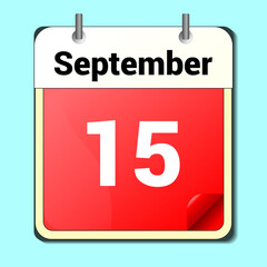 day on the calendar, vector image format, September 15.