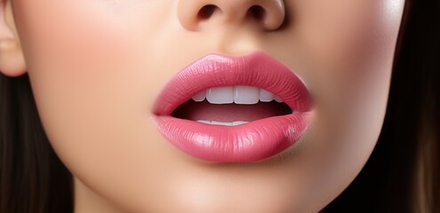 Woman with beautiful plump lips, close up shot, generative ai