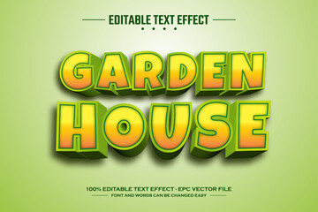 Garden house 3D editable text effect template