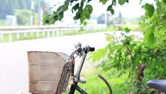 古い自転車　田舎　夏　イメージ