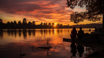 Fototapeta premium sunset over the river