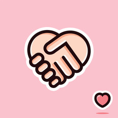 handshake heart shaped love design