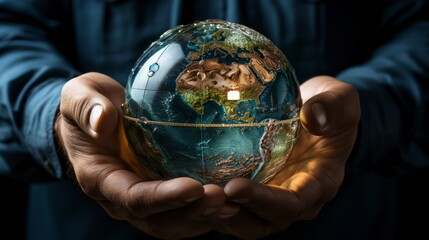 Human Hands Cradling the Earth Represents Protecting Our Planet Through Collective Environmental Responsibility