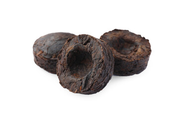 Cake shaped traditional Chinese pu-erh tea isolated on white