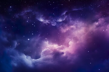Fototapeta na wymiar clouds with stars, purple and blue | Generative AI