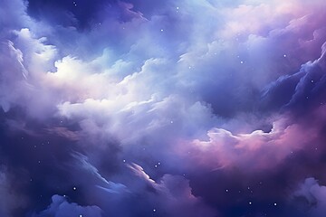 clouds with stars, purple and blue | Generative AI