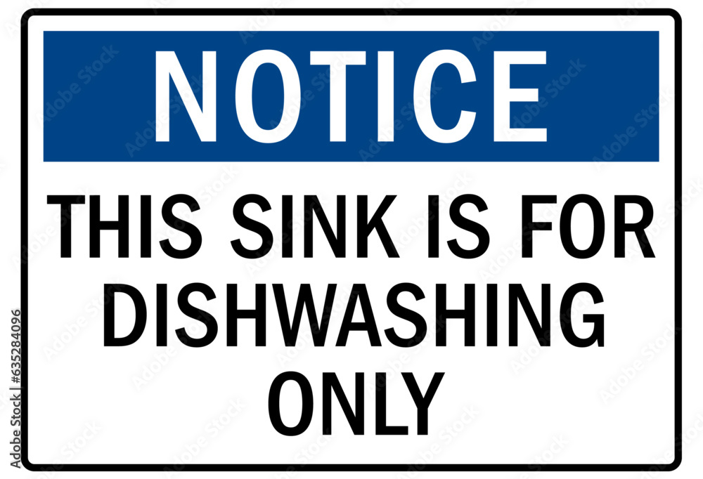 Wall mural Food safety sign and labels this sink is for dish washing only