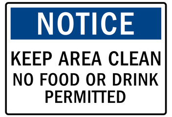 No food or drink warning sign and labels keep area clean. No food or drink permitted
