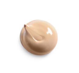 Drop of skin foundation isolated on white, top view