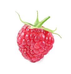 One tasty ripe raspberry isolated on white