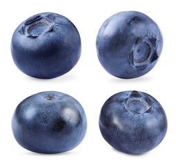 Obraz premium Set with fresh ripe blueberries isolated on white