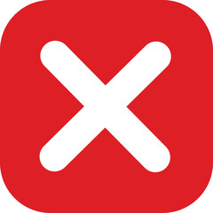 Fototapeta premium flat Red cross sign icon. Wrong mark. Red cross X symbol. Red grunge X icon. Cross brush sign isolated on white background.