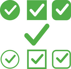 set of green Tick mark approved . Check mark icon symbols collection . symbol for website computer and mobile isolated on white background. green tick verified badge icon.