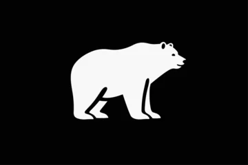 Foto op Canvas Simple white bear logo on a black background © Kordiush
