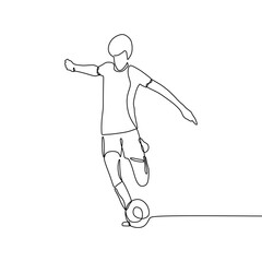 Continuous single line art of a man playing football