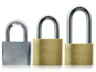 Golden key locked, transparent background