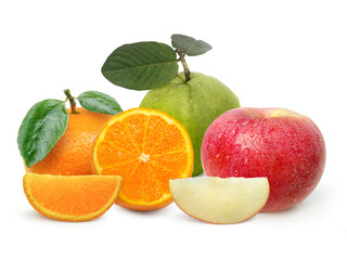 oranges, apples, guava, transparent background