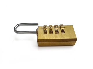 padlock with combination lock,in locked position, transparent background