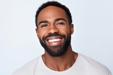 A close-up photographic portrait of a handsome young Black man, Generative Ai