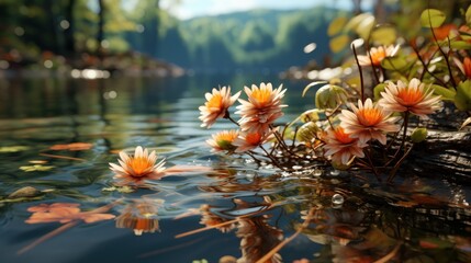 Fototapeta na wymiar flowers in the water
