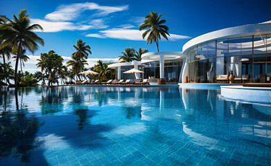 infinity pool at ivanhoe maldives resort - obrazy, fototapety, plakaty