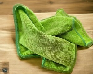 towel on a wooden table