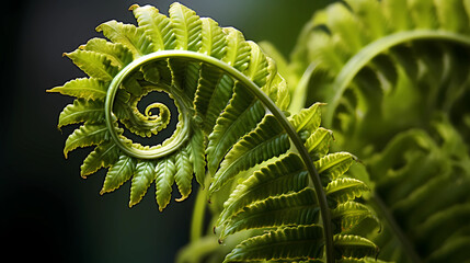 Macro Fern Fronds Unfurling - obrazy, fototapety, plakaty